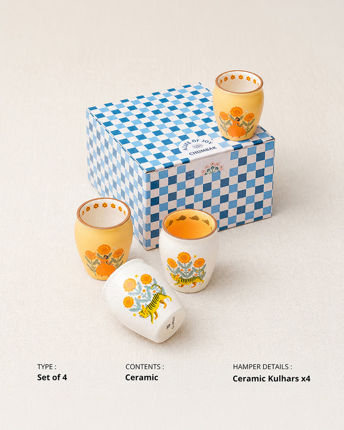 Marigold Kulhad - Set of 4