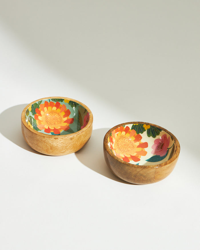 Marigold Mini Snack Bowls (Set of 2)| Wood
