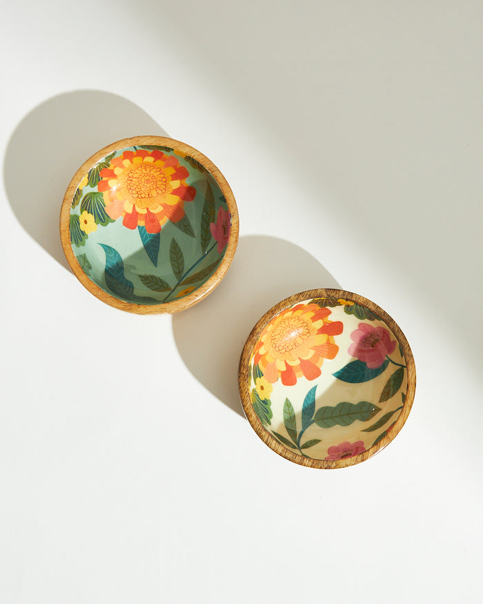 Marigold Mini Snack Bowls (Set of 2)| Wood