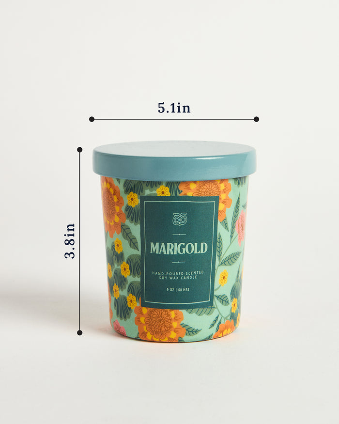 Marigold Soy Wax Candle, Mixed Floral
