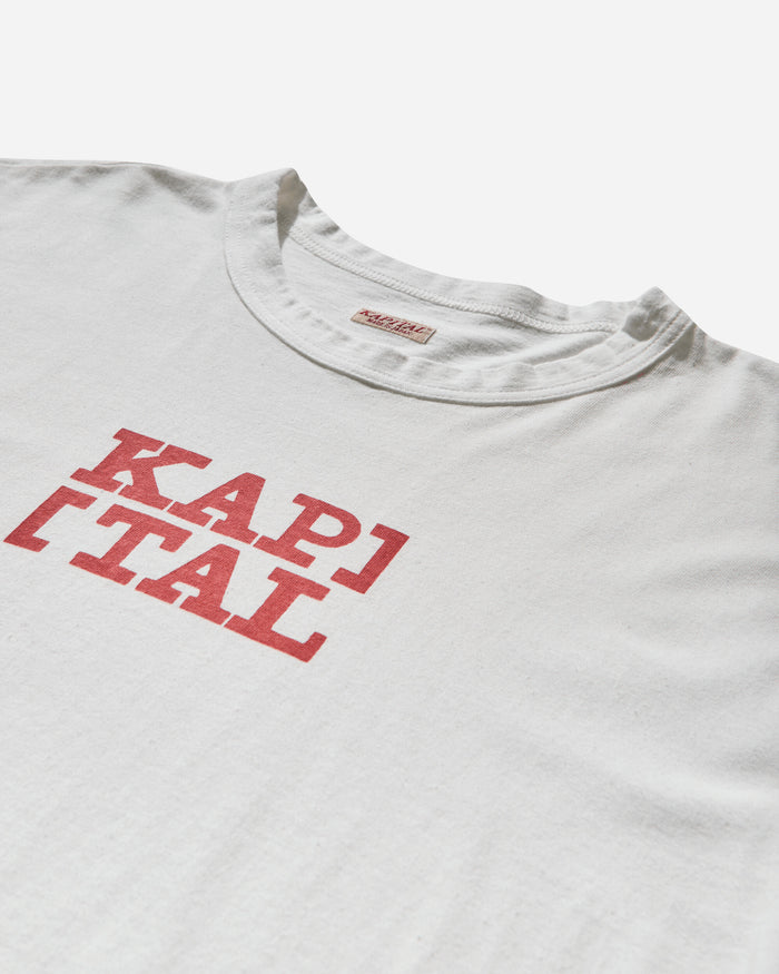 KAPITAL 20/-Jersey Rookie Crew T (Brackets Kap) White T-Shirts Shortsleeve EK-1480SC WHITE