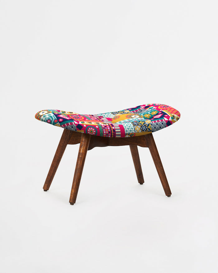 Mid Century Modern Foot Rest - Floral Swirls