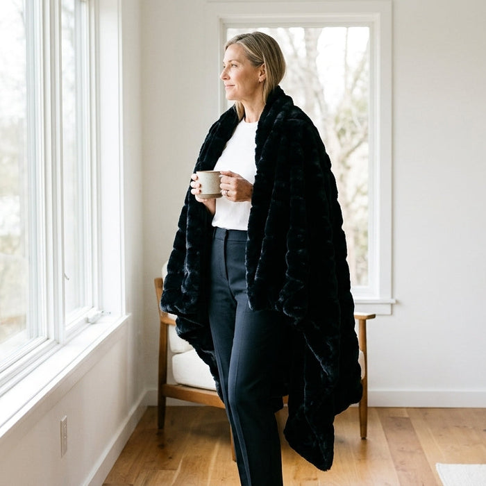 Milan Black Minky Blanket