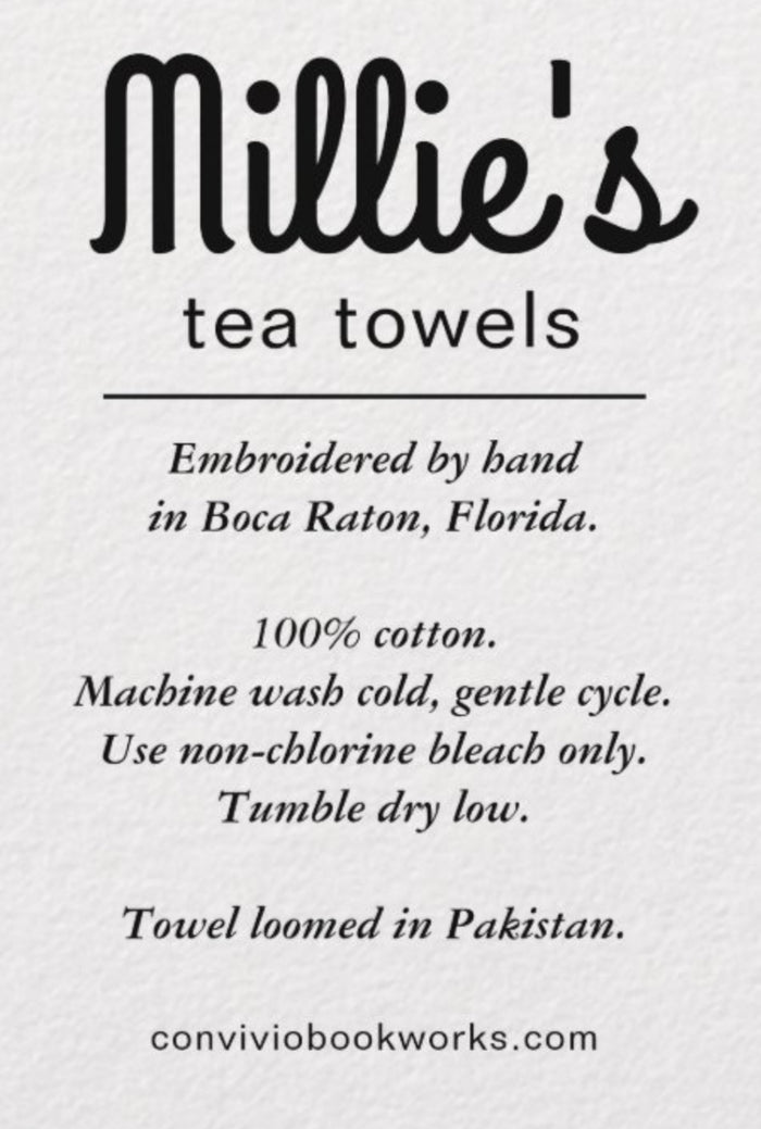 Millie's Tea Towels, Hand Embroidered: Pups with Produce (5 to choose from)