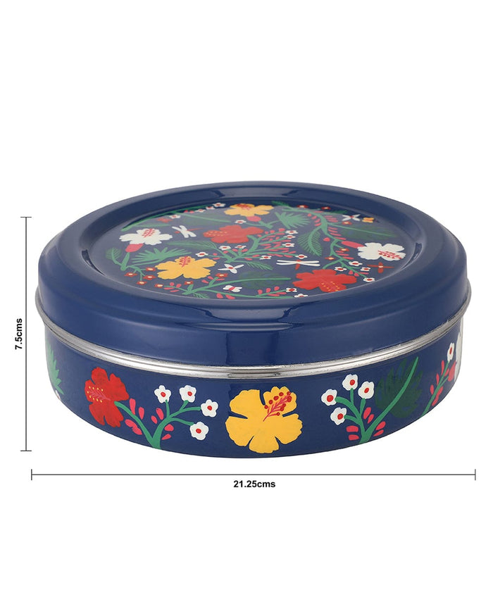 Chumbak Misty Forest Steel Spice Box - Blue