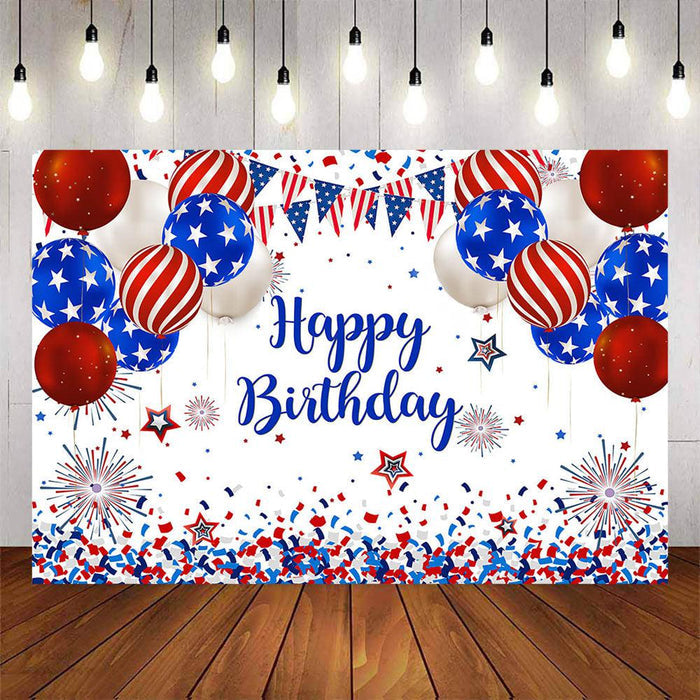 Mocsicka Balloons and Ribbon Happy Birthday Backdrop-Mocsicka Party