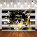 Mocsicka Dollars and Champagne Stripes Happy Birthday Backdrop-Mocsicka Party