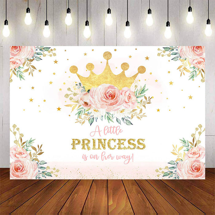 Mocsicka Golden Crown and Flowers Baby Shower Party Banners-Mocsicka Party