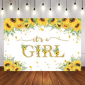 Mocsicka It's a Girl Sunflowers Baby Shower Party Backdrops-Mocsicka Party