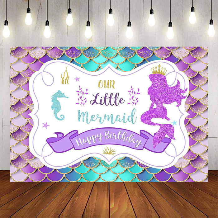 Mocsicka Little Mermaid Happy Birthday Party Background-Mocsicka Party