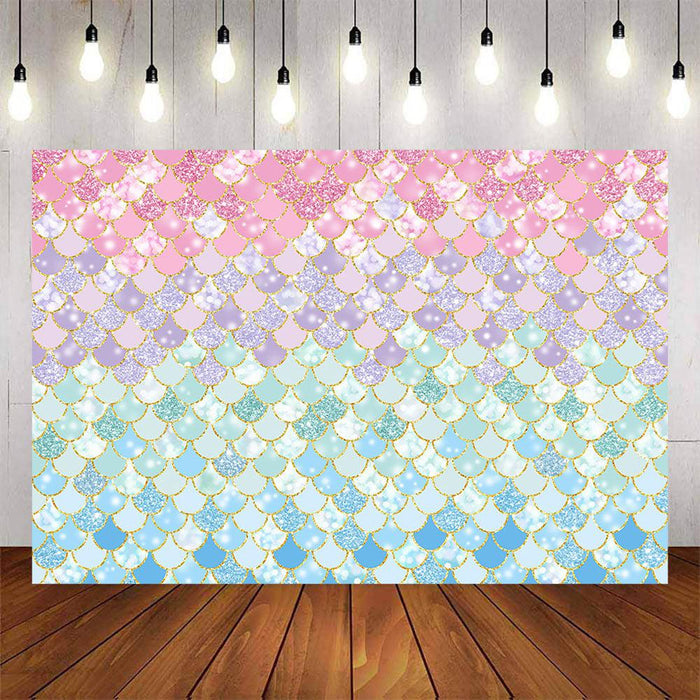 Mocsicka Mermaid Scales Happy Birthday Party Backgrounds-Mocsicka Party