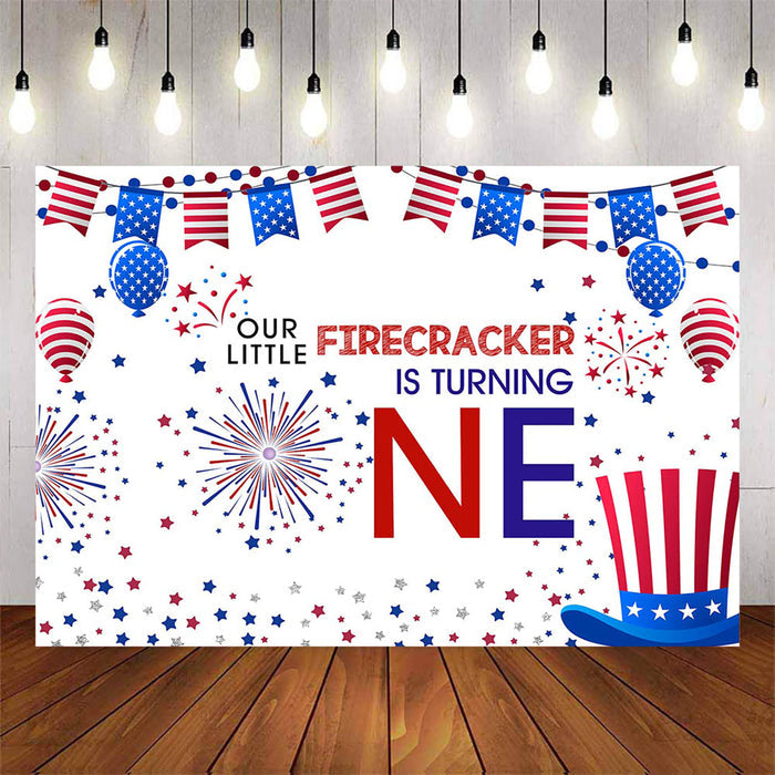 Mocsicka Our Little Firecracker is Turning One Happy 1st Birthday Backdrop-Mocsicka Party