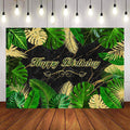 Mocsicka Plam Leaves and Marble Happy Birthday Party Backdrop-Mocsicka Party