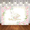 Mocsicka White Swan Pink Flowers Baby Shower Backdrop-Mocsicka Party