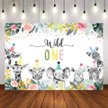 Mocsicka Wild Animals and Forest Happy 1st Birthday Backdrop-Mocsicka Party