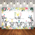 Mocsicka Wild Animals and Forest Happy 2nd Birthday Backdrop-Mocsicka Party