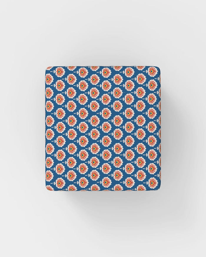 Chumbak Modern Trunk Storage Ottoman - Blue Ikkat