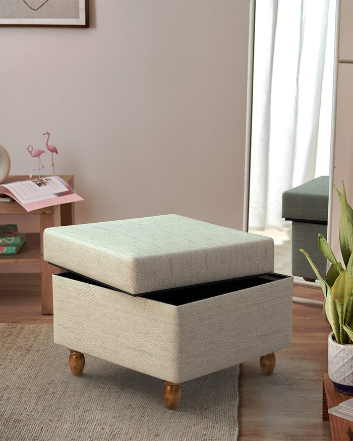 Chumbak Modern Trunk Storage Ottoman - Srilanka Ivory