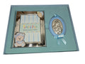 Musical Baptism Gift Set – Silver Plated Frame & Virgin Mary Icon (Blue)