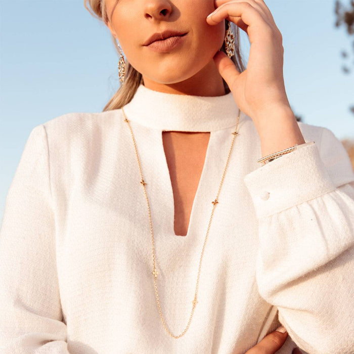 Natalie Wood - Believer Cross Station Necklace in Gold - Findlay Rowe Designs