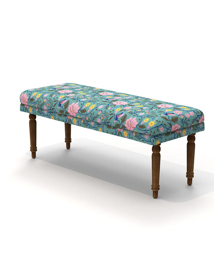 Chumbak Nawaab Bench - Spring Bloom Teal
