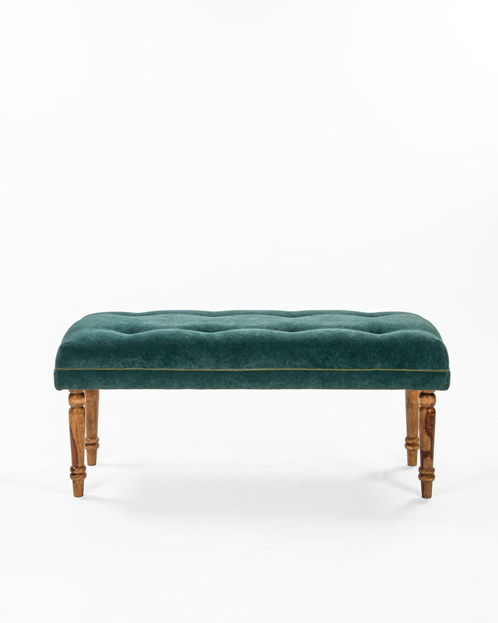 Chumbak Nawaab Bench Velvet- Dark Green