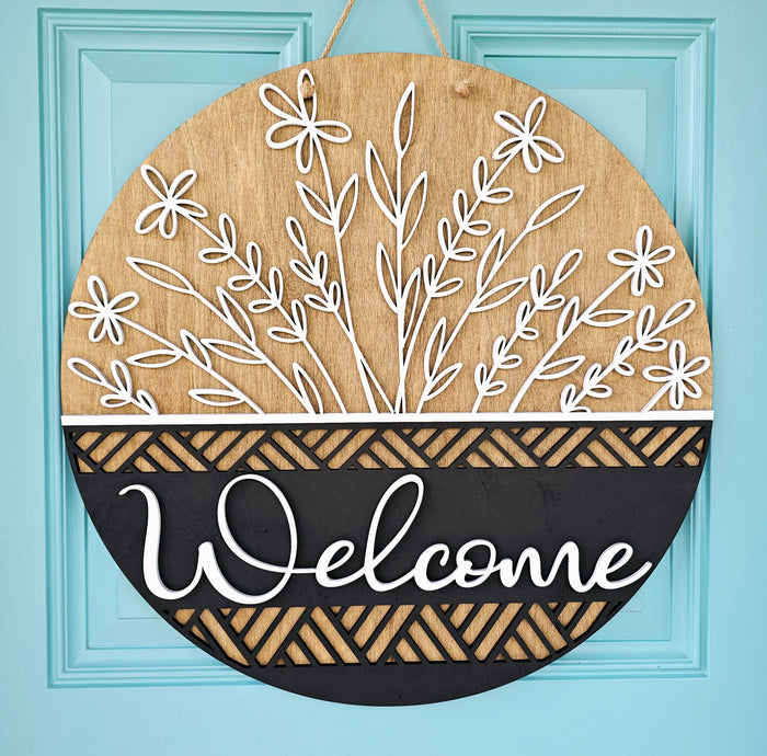 Neutral Floral Door Hanger-wholesale