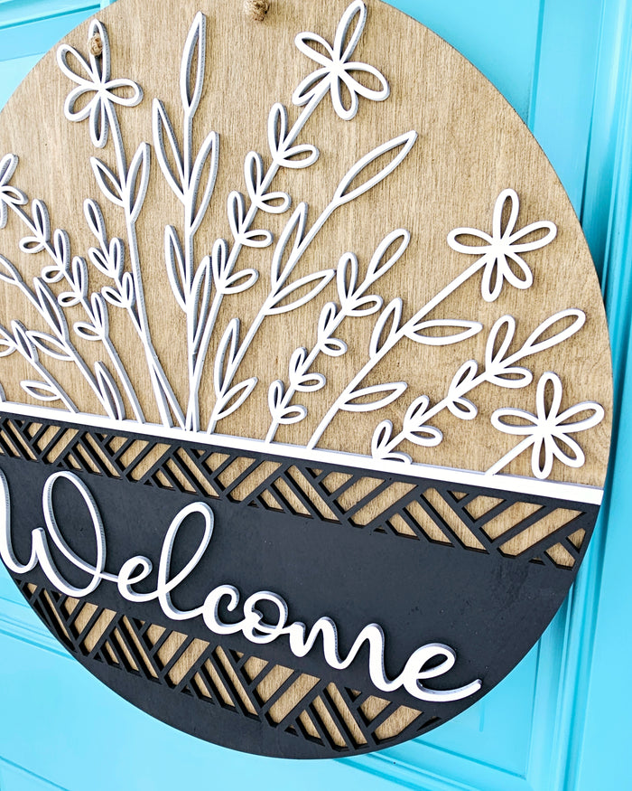 Neutral Floral Door Hanger-wholesale