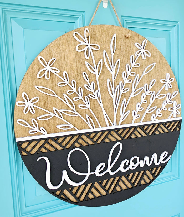 Neutral Floral Door Hanger-wholesale