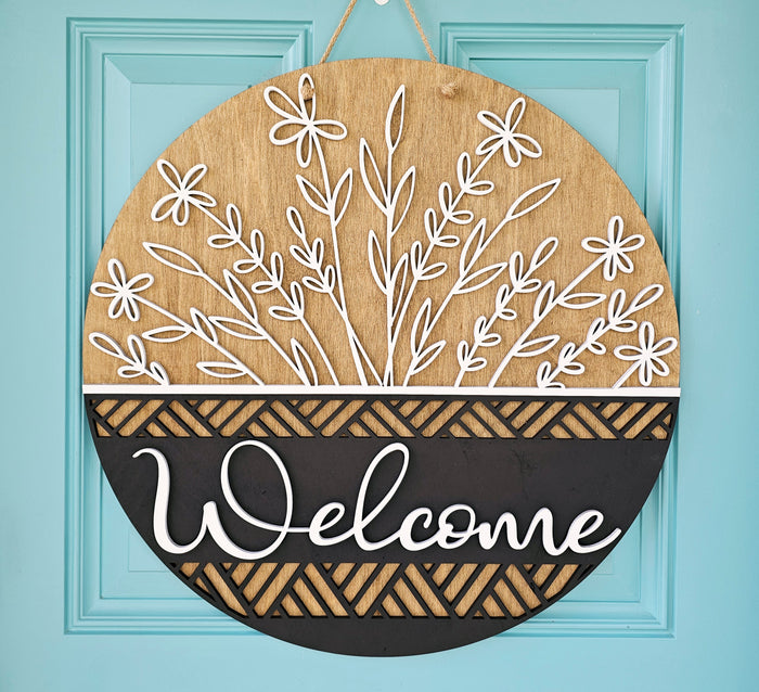 Neutral Floral Door Hanger-wholesale