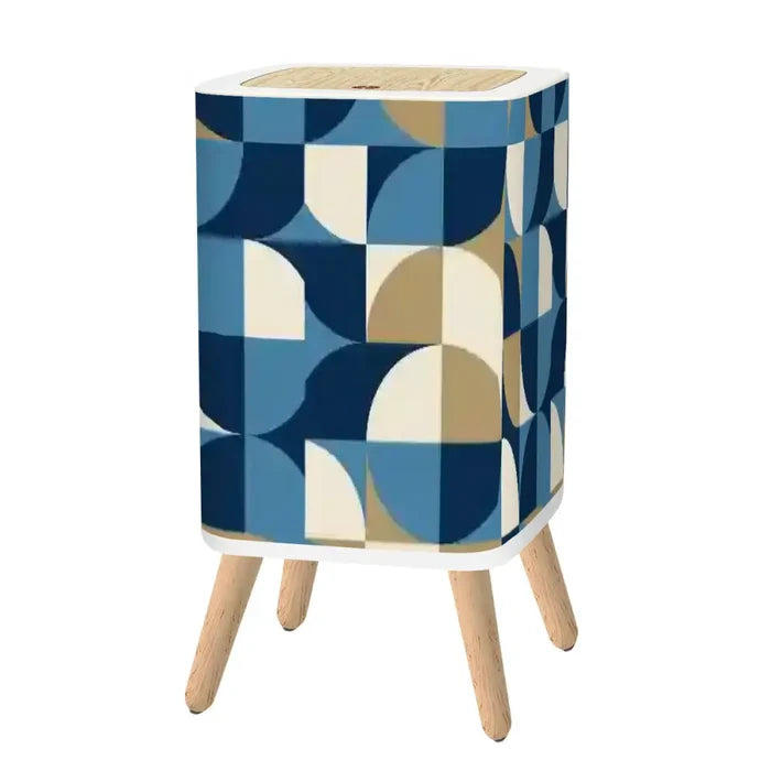 Nordic Retro Trash Can with Lid Blue Mid Century Modern Decor - One Size - retro tash cans