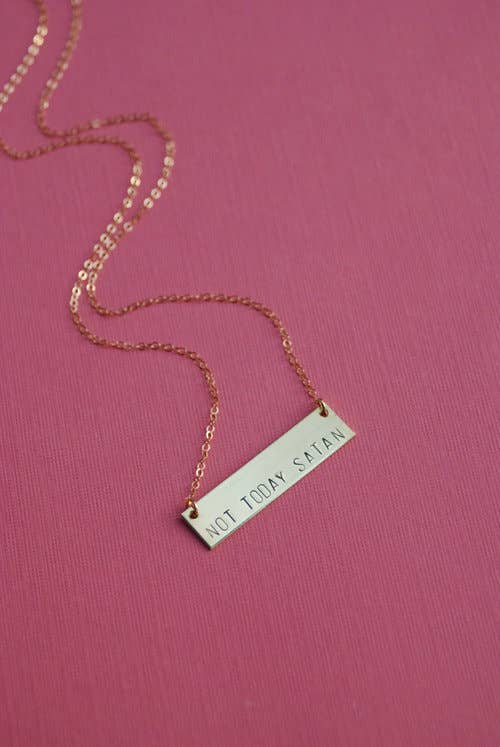 "Not Today, Satan" Bar Necklace