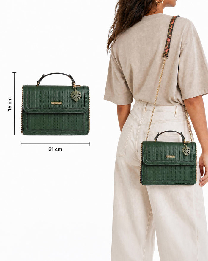 Olive Palm Quilted Crossbody Bag