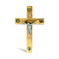 Olive Wood Wall Crucifix with Jerusalem Relics – Handcrafted in Bethlehem
