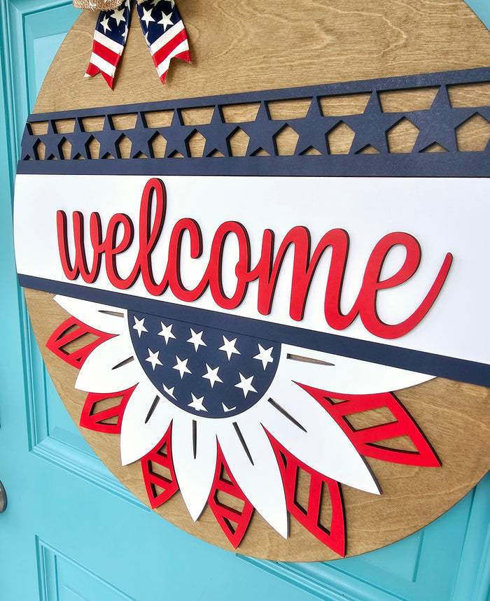 Patriotic Sunflower Door Hanger