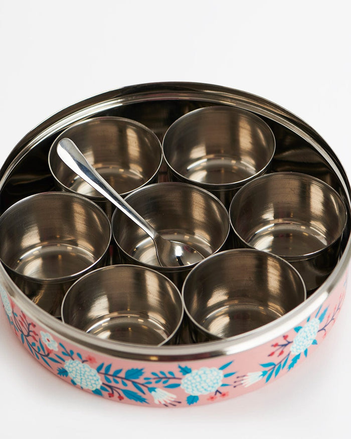 Chumbak Peach Floral Steel Spice Box