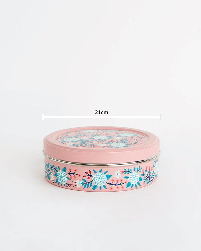 Chumbak Peach Floral Steel Spice Box
