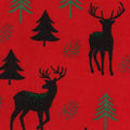 Pillowcase - Woodland Deer and Trees - Red Flannel