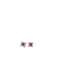 Pink Square Crystal Stud Earrings