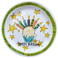 Plate - Happy Birthday - Cupcake - Green Edge - Findlay Rowe Designs