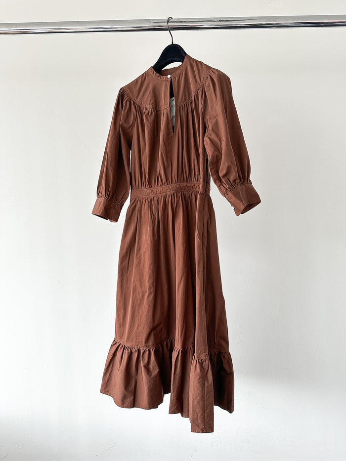 POLO RALPH LAUREN Brown Poplin Quiet Luxury Midi Dress