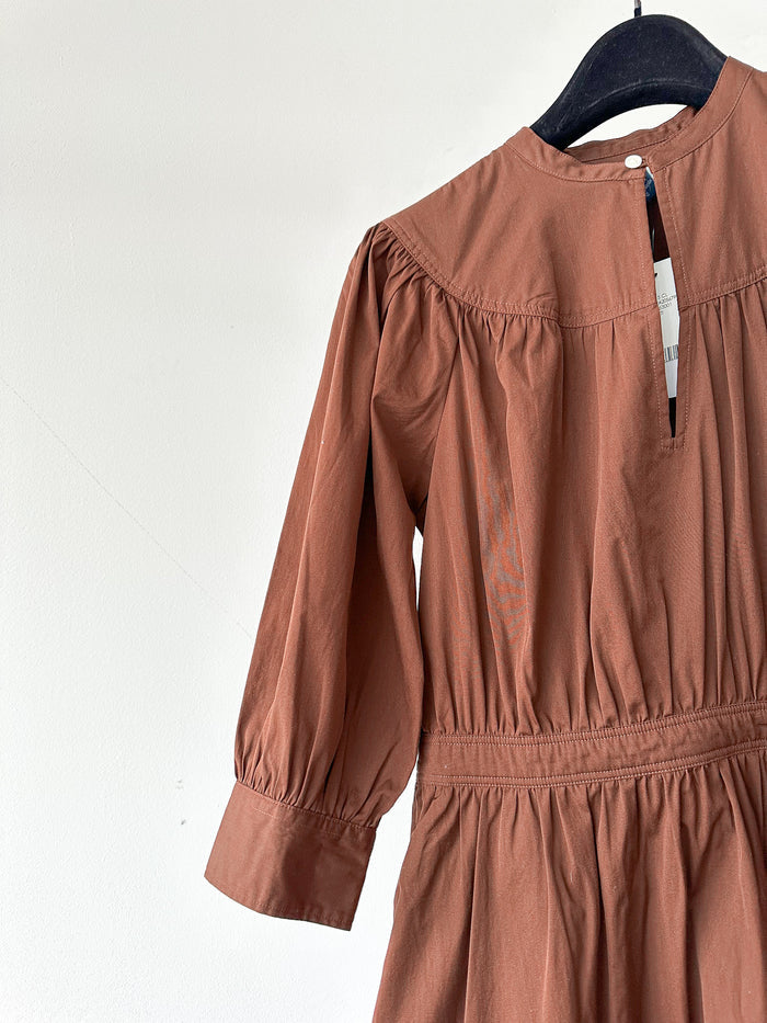 POLO RALPH LAUREN Brown Poplin Quiet Luxury Midi Dress