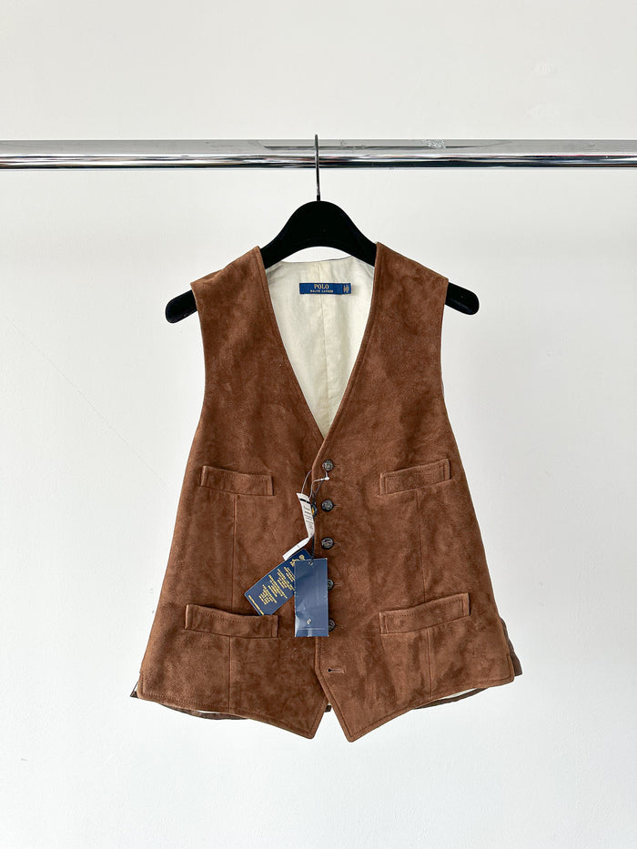 POLO RALPH LAUREN Brown Suede Western Vest Jacket