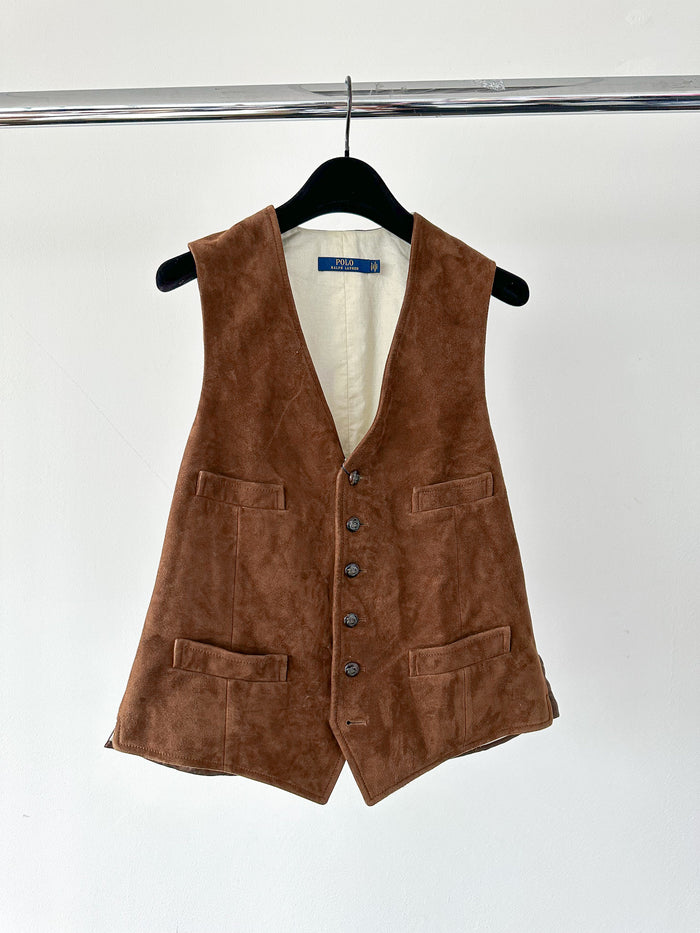 POLO RALPH LAUREN Brown Suede Western Vest Jacket