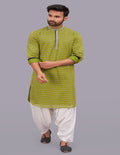Printed MulMul Green Kurta With Salwar indian fashion