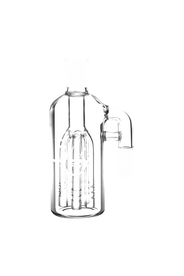 Front view of the Pulsar 5-Arm Tree Perc Ash Catcher, showcasing the clear glass perc structure against a plain white background.