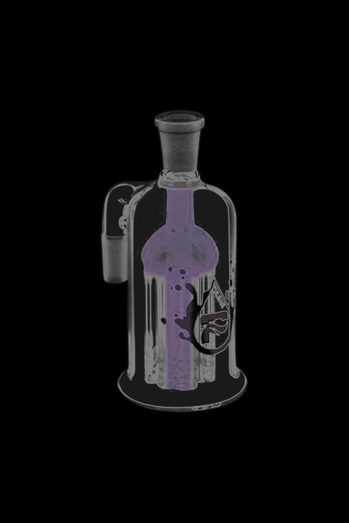 Front view of the Pulsar 8 Arm Ash Catcher with a clear glass construction and multiple arms visible against a dark background.