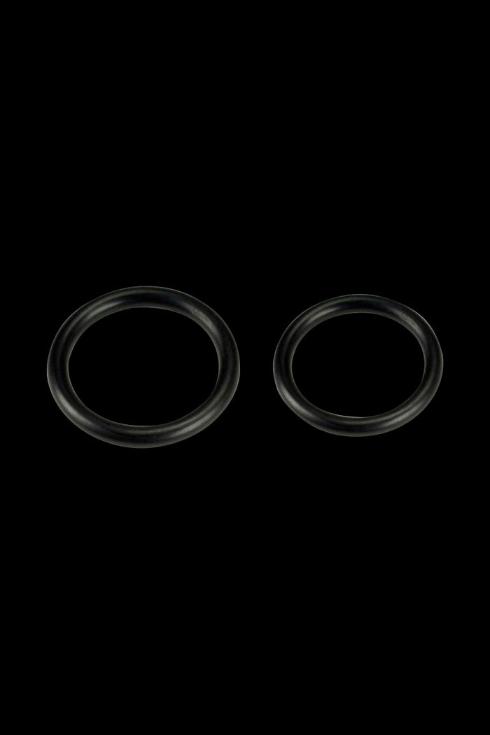 Overhead view of the Pulsar APX Volt Replacement O-Rings Kit - 2 Pack, showing two black rubber rings against a plain white background.