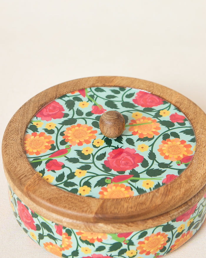 Rani Bagh Wooden Roti Box, 8"dia | Palace Memoirs