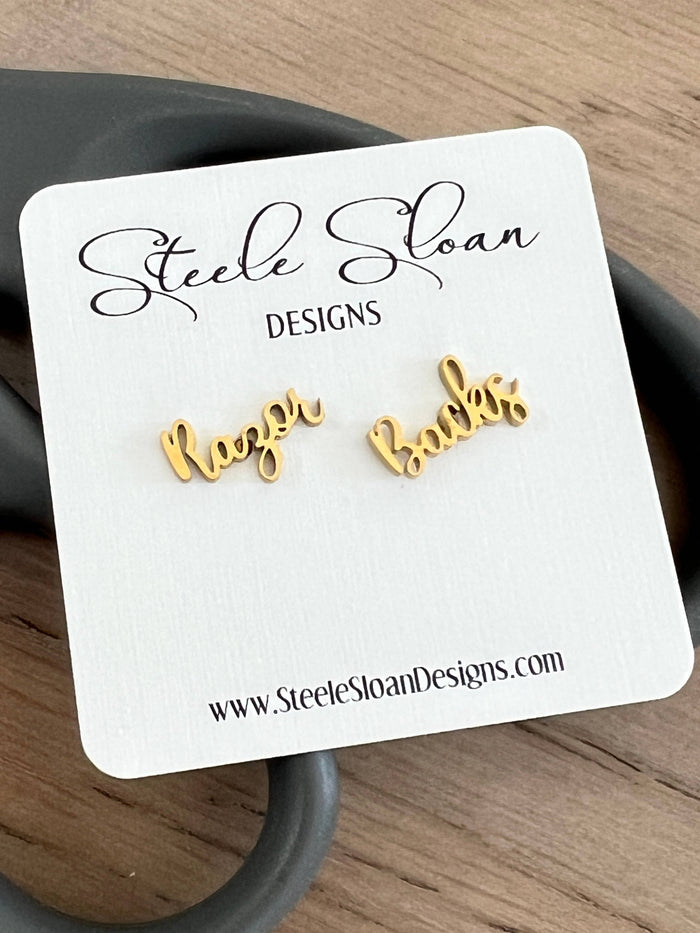RazorBacks Gold Stud Earrings